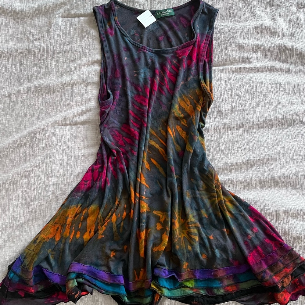 Vintage tie-dye y2k earthy flowy tank top
